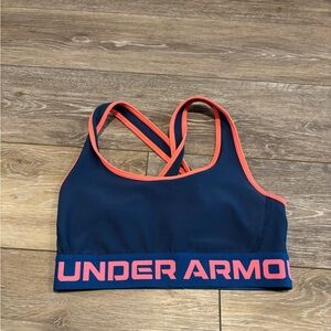 Under Armour Size XS Womens Blue Lined Wireless Pull On Racer Back Sports Bra